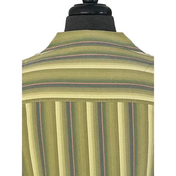 Tommy Bahama Mens Green Hawaiian Striped Button Down Shirt 100% Silk Size Large - Picture 8 of 10
